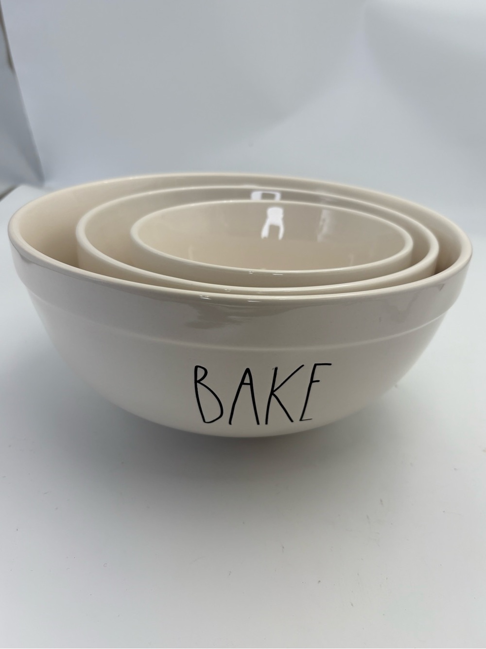 Iconic Rae Dunn Artisan Collection by Magenta “Bake” “Blend” “Enjoy”Mixing Bowls
